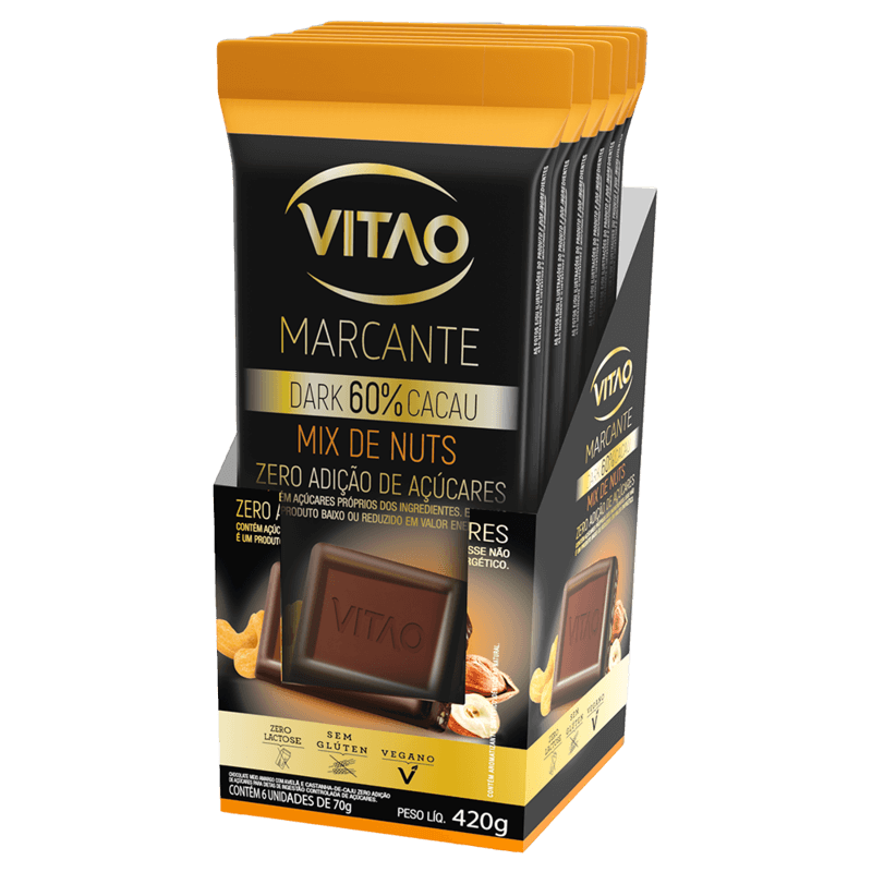★trai nguyen quangVitamix TH Food | Chocolate Meio Amargo Mix Nuts 70g Vitao | Zero Açúcar e