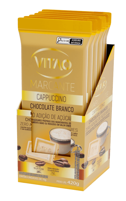 TH Food | Choc Café Cappuccino 70g Vitao | Chocolate Zero Açúcar